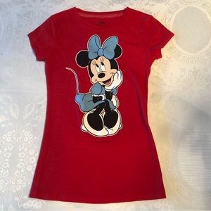 Disney Minnie Mouse Girls Size XS Red T-Shirt Short Sleeves Elastic Tee